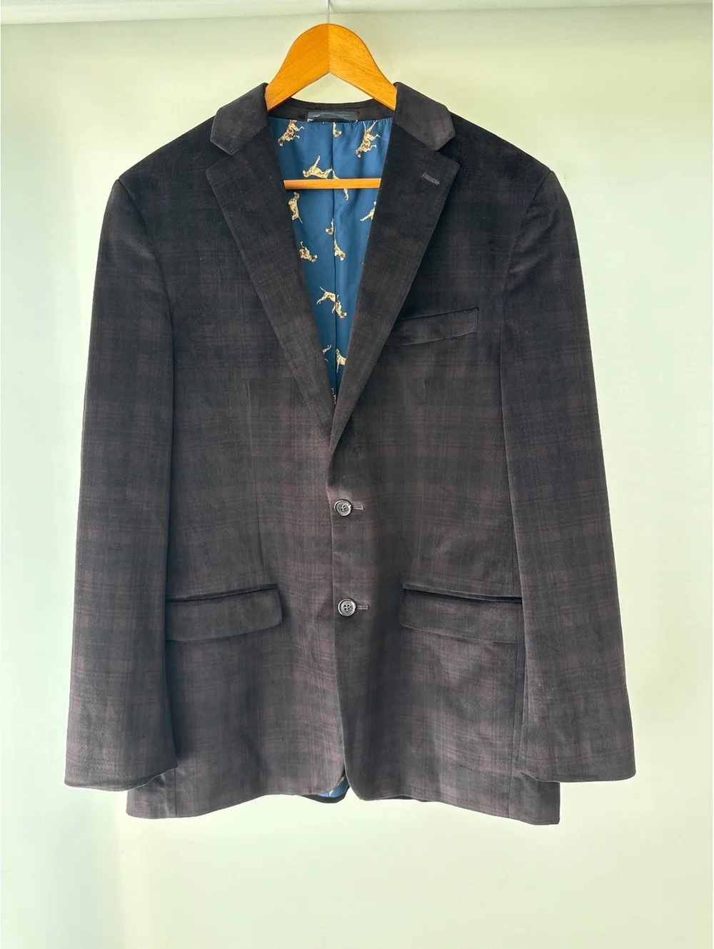 Lauren Ralph Lauren Sport Coat Blazer Mens 40L Burgundy Plaid Jacket
